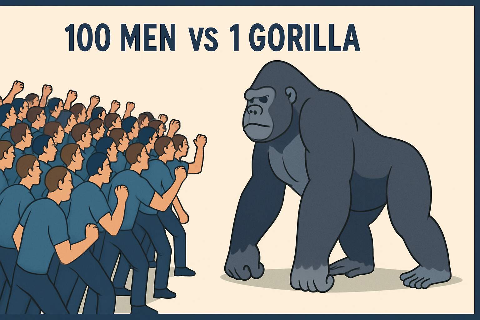 100 Men vs 1 Silverback Gorilla
